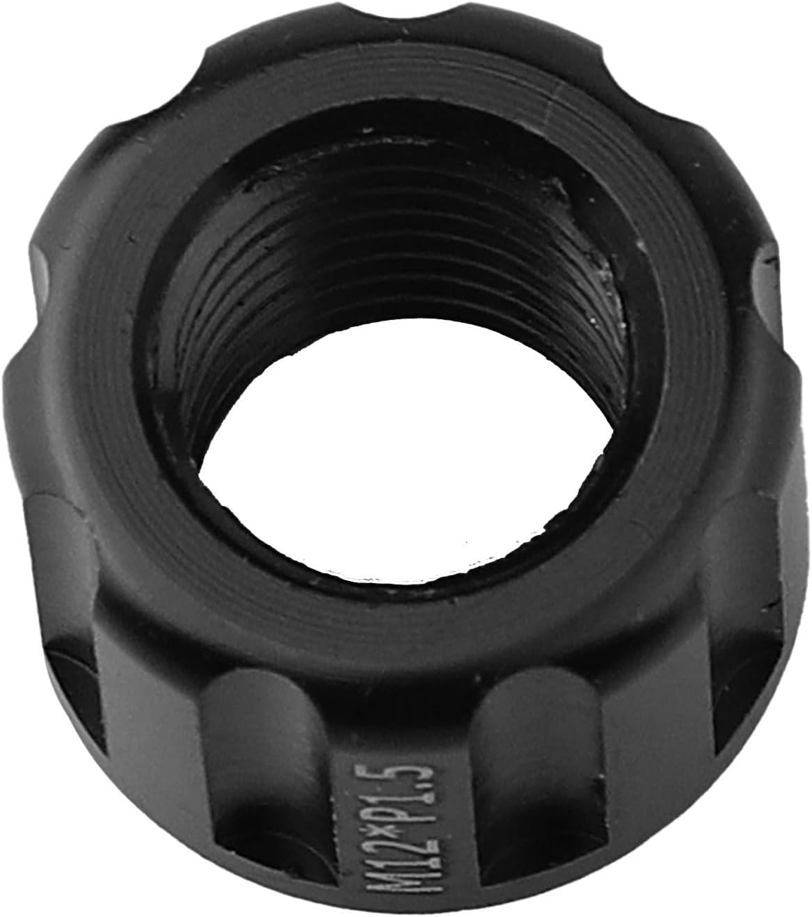 Bicycle Thru Axle Nut M15 with Thread Pitch P1.0 P1.5 P1.75 Aluminum Alloy Hub Shaft Cap Compatible with 12mm and 15mm Axles for Road and Mountain Bike Wheels, Black(M12x1.5mm)