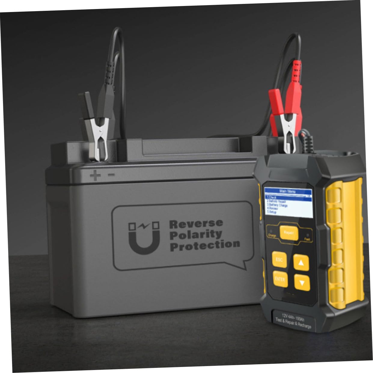 Tester Batteria Auto 12v Schermo 2.4 Pollici, Caricatore, Riparatore e Analizzatore per Batterie Veicoli in Abs e Rame