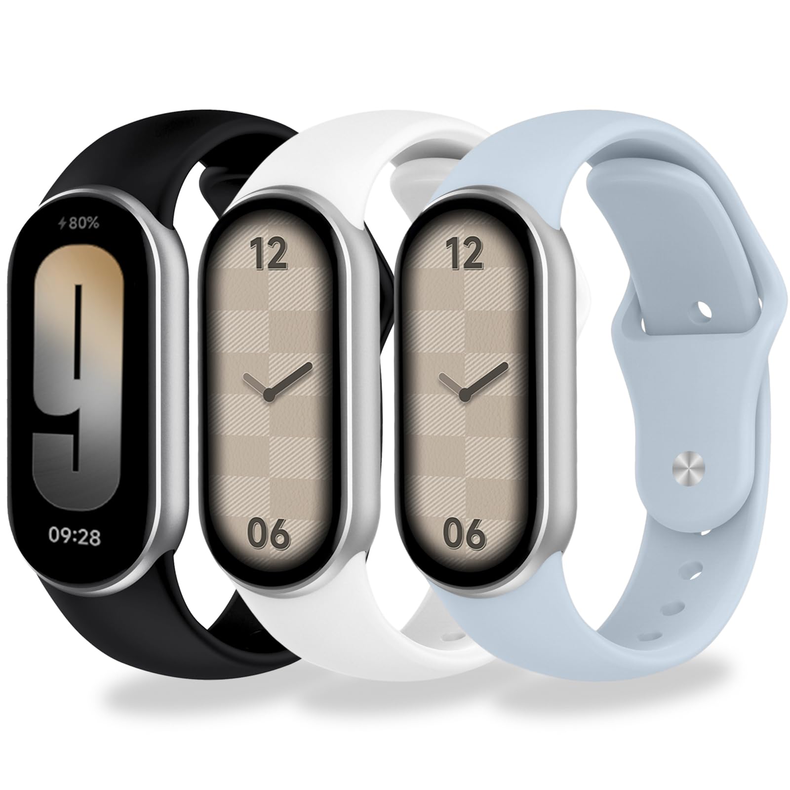 Monuary 3-10 Stück Ersatzarmbänder Kompatibel mit Xiaomi Smart Band 10/9/8, Farbenfrohe Sportliche Armbänder, mit Metallgelenk, Weich und Atmungsaktiv, Schnellverschluss