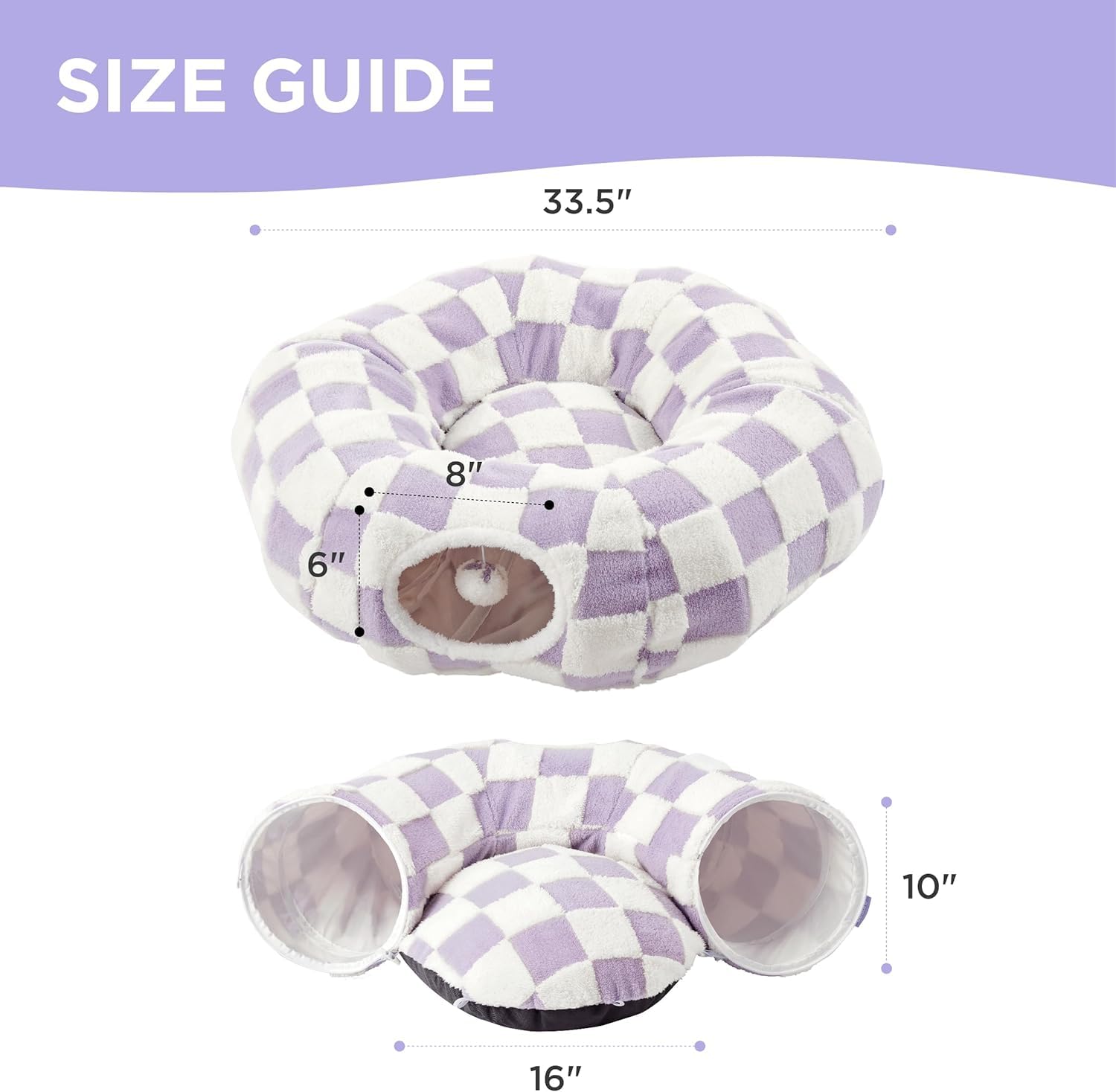 ERNAN Katzenspielzeug Katzentunnel.Faltbarer Katzen Tunnel, Bunny Tunnel,Spieltunnel & Krabbeltunnel für Kätzchen, Welpen, Kaninchen, kleine Hunde (Purple)