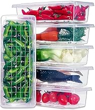 Bimex Fridge Storage Containers (Pack of 6 Piece) Fridge Organizer with Removable Drain Plate & Secure-Sealing Lids, Fridge Storage Boxes Keep Fruits, Vegetables Fresher, Container Box, 1500 ML
