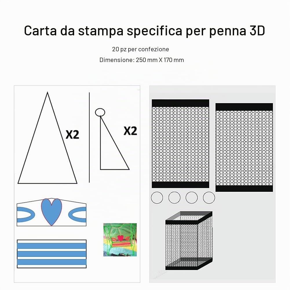 VBESTLIFE 20 pezzi 3D carta modelli, stampo di carta penna 3D per penna di stampa 3D penne 3D modelli per bambini fai da te.