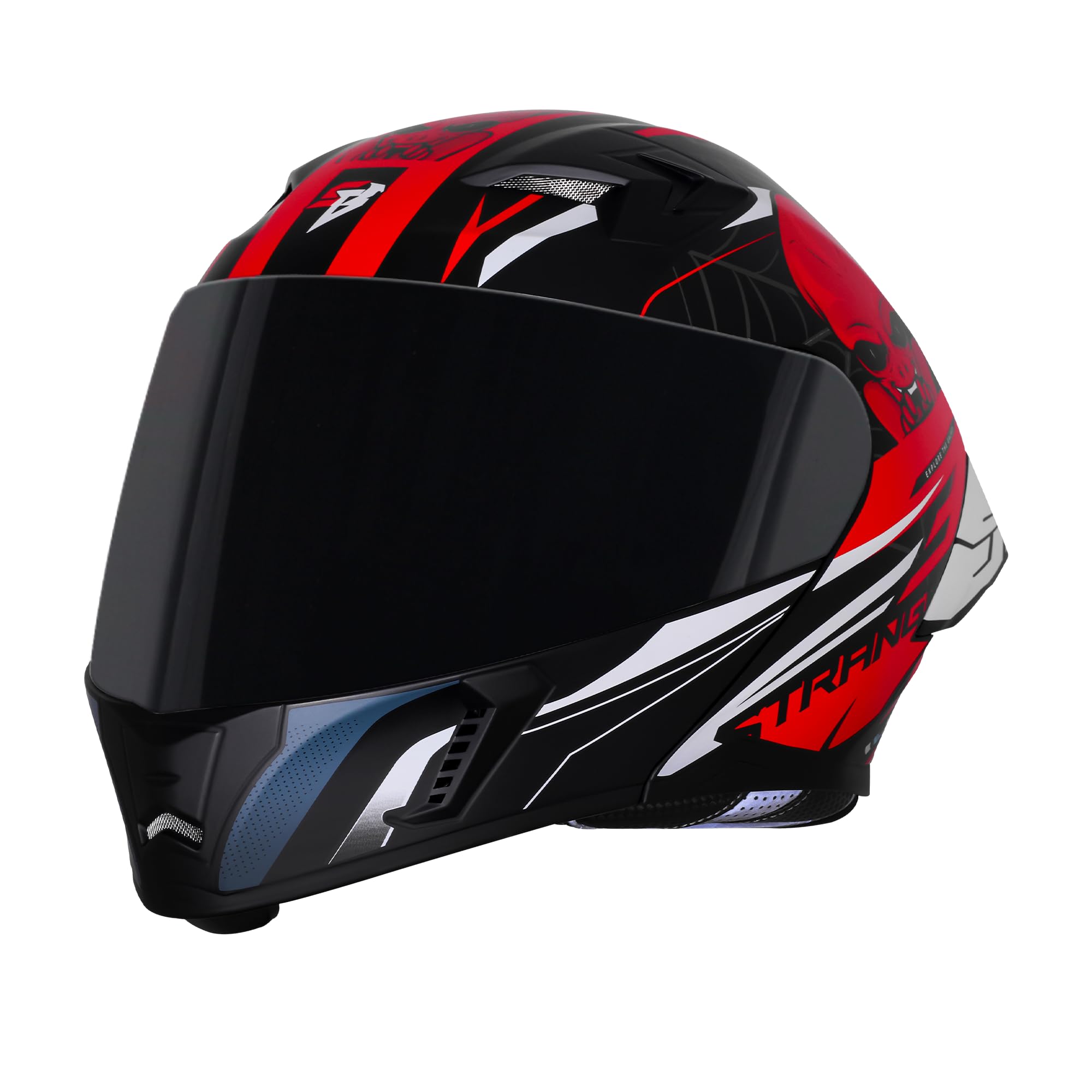 Steelbird SBA-20 Strange ISI Certified Flip-Up Graphic Helmet for Men and Women with Inner Silver Sun Shield-image-29