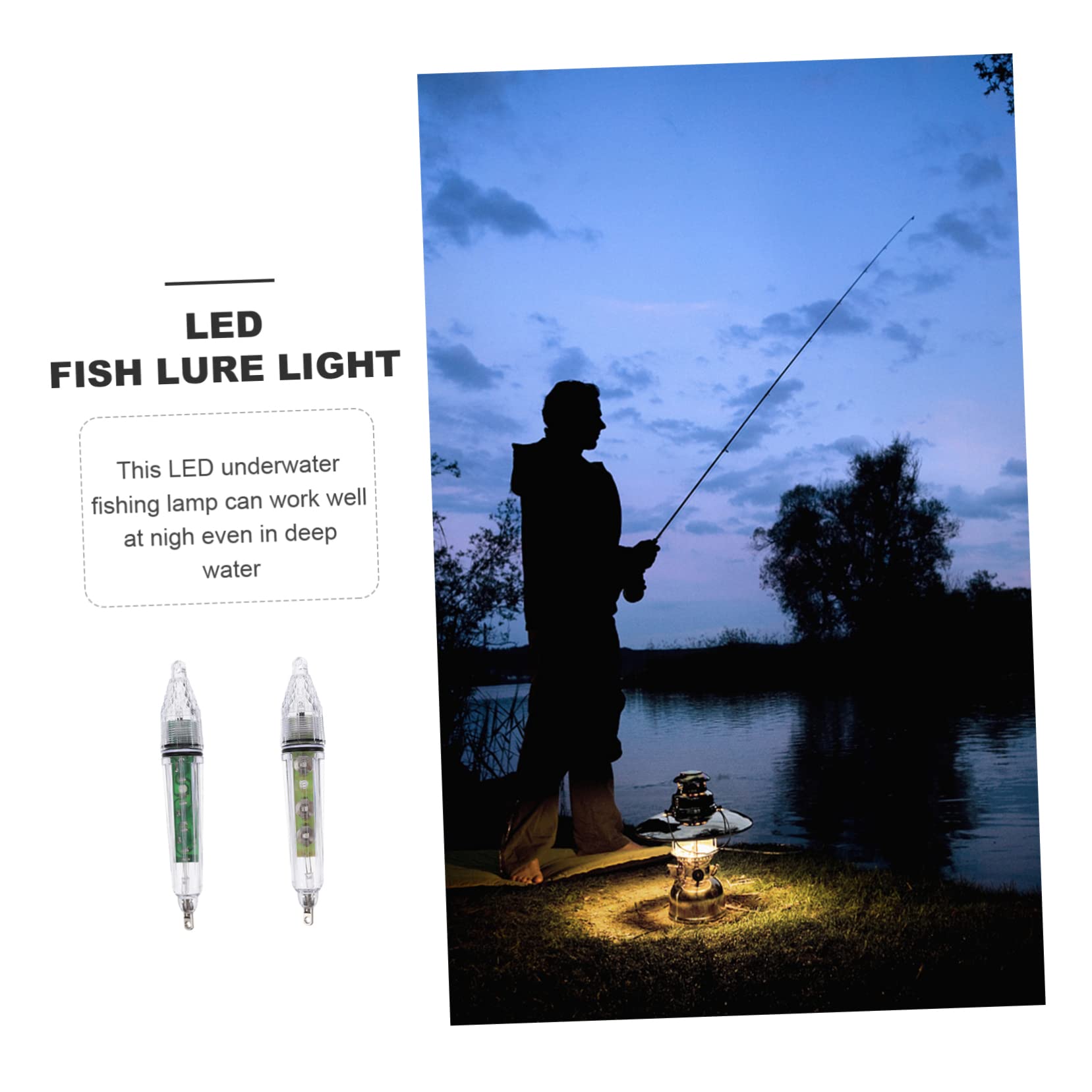 LIOOBO Fish Light 2pcs Glowing Underwater Lights for Sea Fishing and Bait Lure