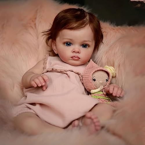 Naiius Muñeca de bebé recién nacida de 22 pulgadas vestido rosa tutti bonito hecho a mano muñeca de bebé recién nacida muñeca de cuerpo completo de