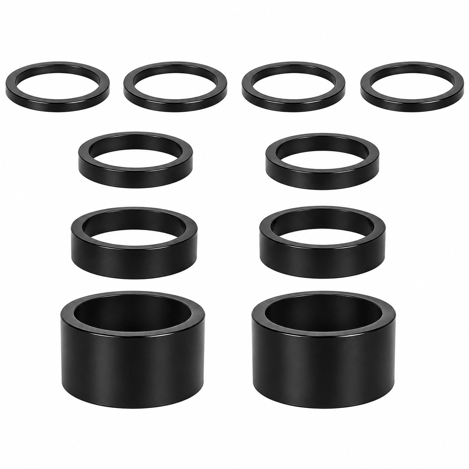 Wexrinqa 10 Pcs Bike Headset Spacer Set 1-1/8 Inch 28.6mm Aluminium Alloy Stem Spacers 3mm 5mm 10mm 20mm for MTB Road Bike Threadless Fork Height Adjustment