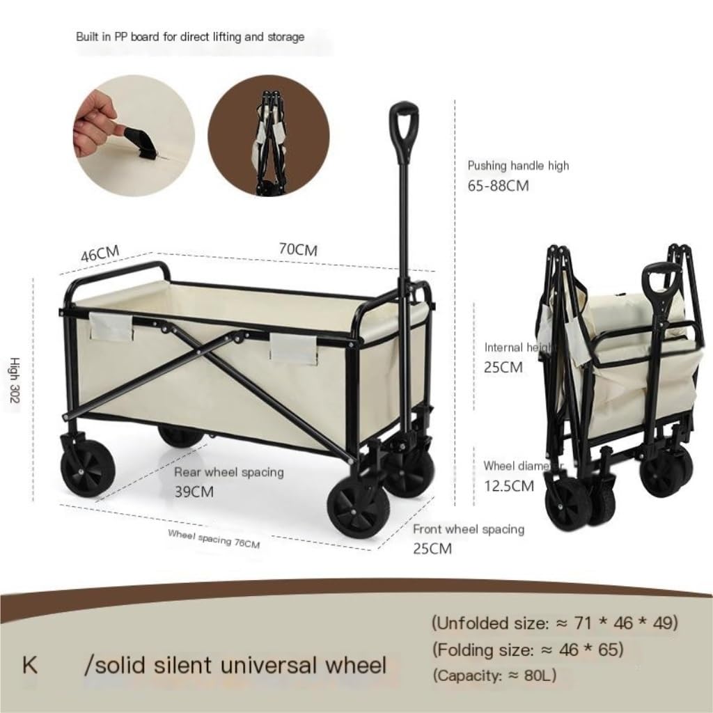 Plegable vagón portátil， Carro de Playa, Carrito for Acampar al Aire Libre, Remolque de Camping Plegable, Carrito de Picnic(K)