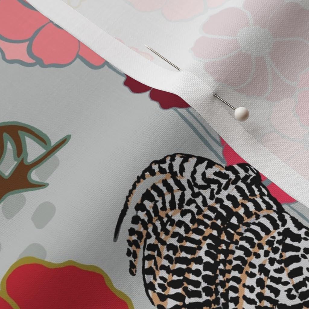 Spoonflower Fabric - Rooster Parade Barnyard Chickens Farm Birds Floral Print Roosters Fowl Printed on Petal Signature Cotton Fabric by The Yard - Sewing Quilting Apparel Crafts Decor