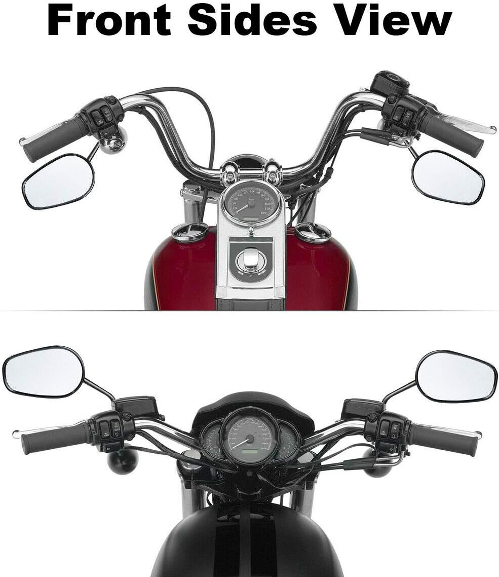 TCMT Pair of Motorcycle Black Rear View Mirrors Fits For Harley Road King CVO Road Street Tri Glide Freewheeler Street XG500 XG750 Sportster XL1200 XL883 Softail Street Bob