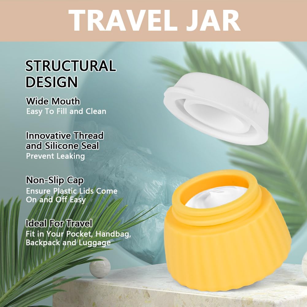 HOTUT Travel Containers for Toiletries 4 Pcs Silicone Cream Jars with Clear Bag and Spatulas Tool - Image 2