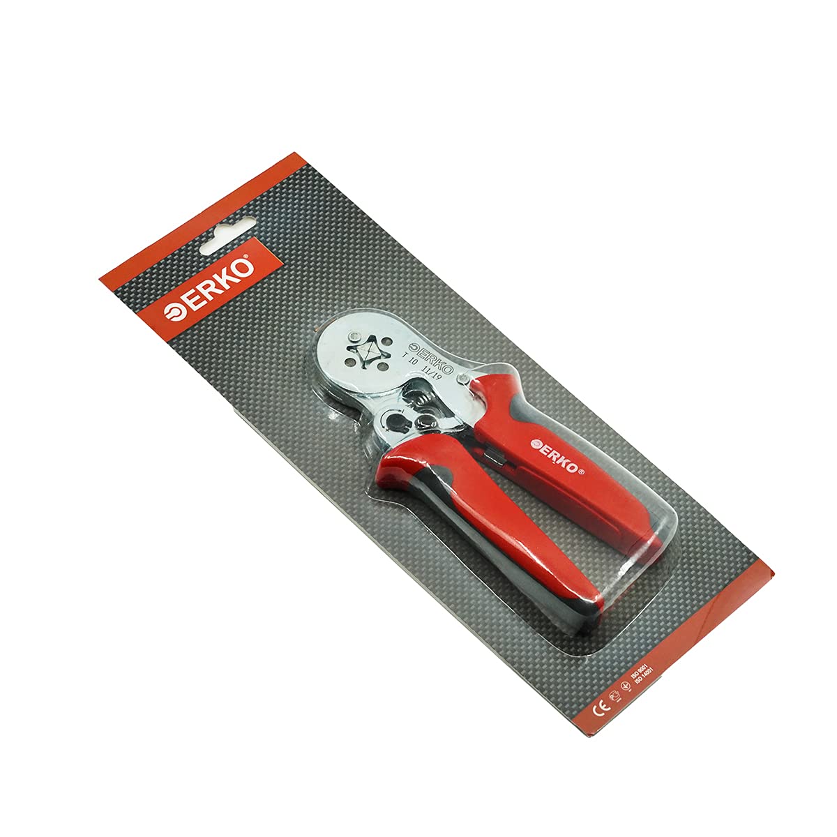 ERKO Pinza crimpatrice T10 per capicorda isolati e non isolati (terminali 0,25-10 mm²), in acciaio inox, peso: 0,42 kg