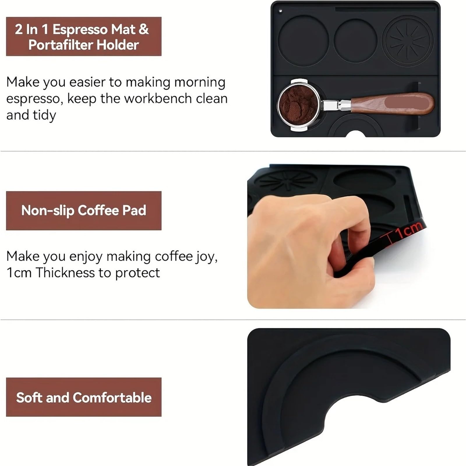 2pcs Coffee Tamping Mat Silicone Non Slip Holder Pad Press Cushion Tool Accessory Tamp Station for Home And Cafe(Grey)