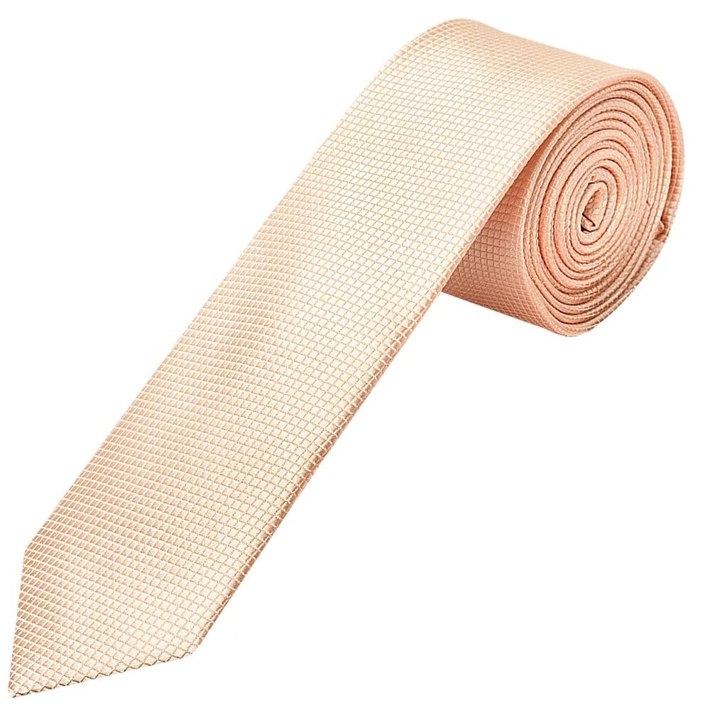 Ties R Us Boys Peach Light Diamond Skinny Tie