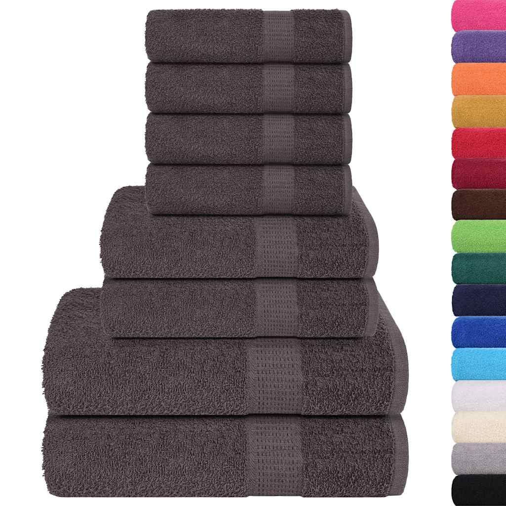 Set di 8 asciugamani in spugna di cotone, antracite, 360 g/m²
