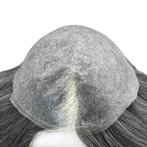 Miniatura 5 de Sistema de cabello natural para hombre, tupé de piel ultrafina para hombres, no quirúrgico, súper delgado, polivinílico, todo en V, pieza de cabello