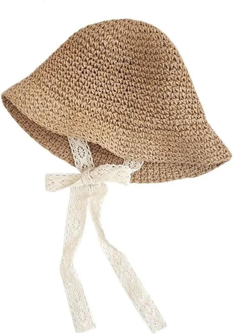 Chapeau de Soleil for Petite Fille, Chapeau de Paille, Chapeau en Dentelle, Chapeau d'été en Paille avec nœud, Chapeau de Plage, Chapeaux de Princesse
