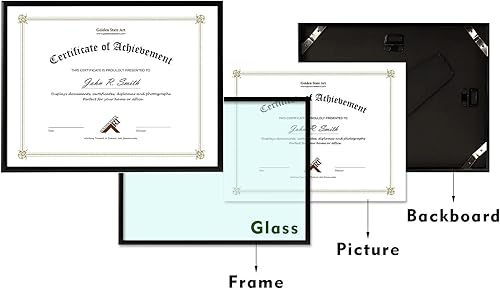 Miniatura 4 de Golden State Art, Marco de fotos de aluminio negro de 8.5 x 11 pulgadas con vidrio real, colección de marcos de fotos de pared de metal