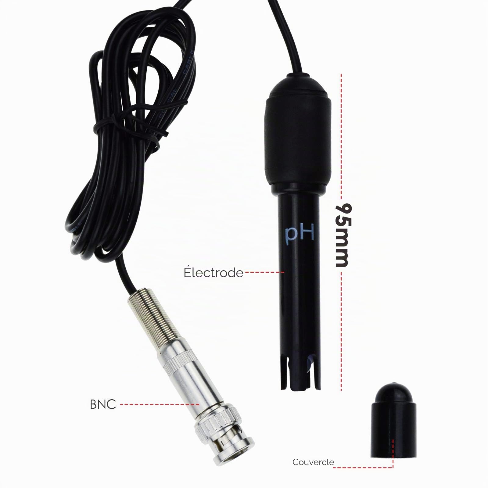 2 en 1 Combo pH & Température Mètre Eau Qualité Testeur Remplaçable BNC pH Électrode pour Aquariums Hydroponique Réservoirs Aquaculture Laboratoire