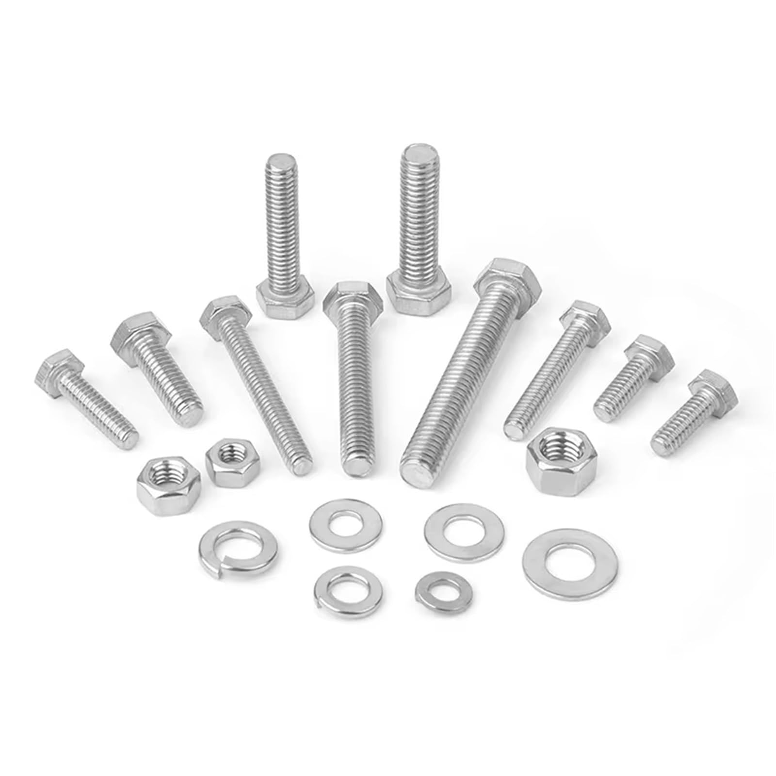 Motorrad Schrauben Bolzen Kompatibel Mit 212-teiligem Sortiment An Außensechskantschrauben Aus Edelstahl 1/4"20-3/8"16 Amerikanischem Sechskantschrauben- Und Muttern-Unterlegscheiben-Set