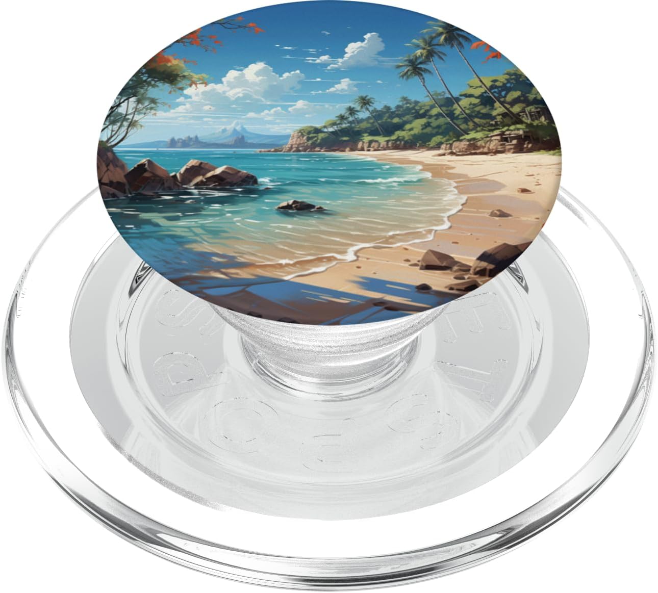 Tropical Beach Palm Trees Graphic PopSockets MagSafe PopGrip for iPhone