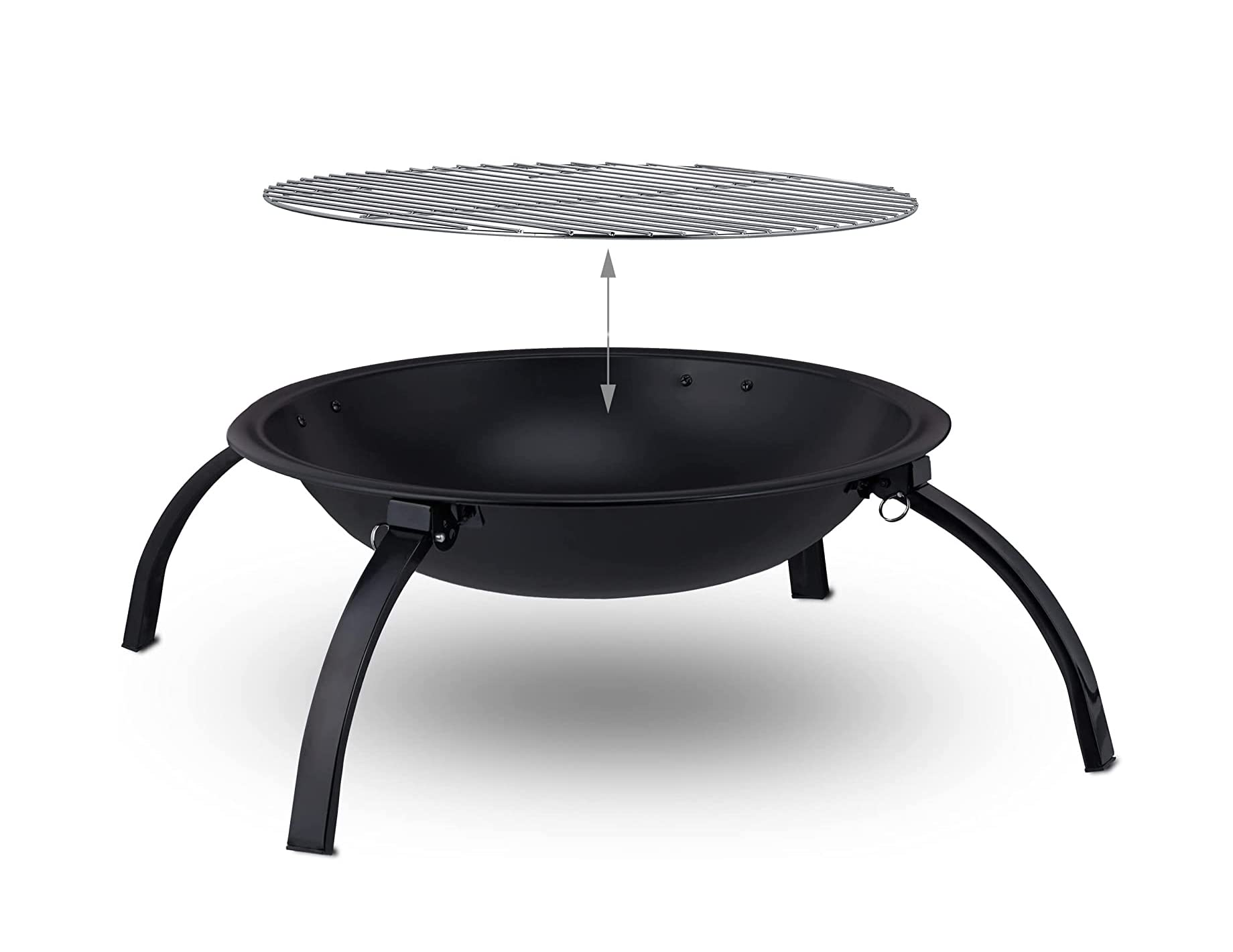 Bruciatore a legna da giardino con barbecue Grill per barbecue e giardino all'aperto, riscaldamento a focolare da giardino, ciotola rotonda a forma di braciere per riscaldamento esterno