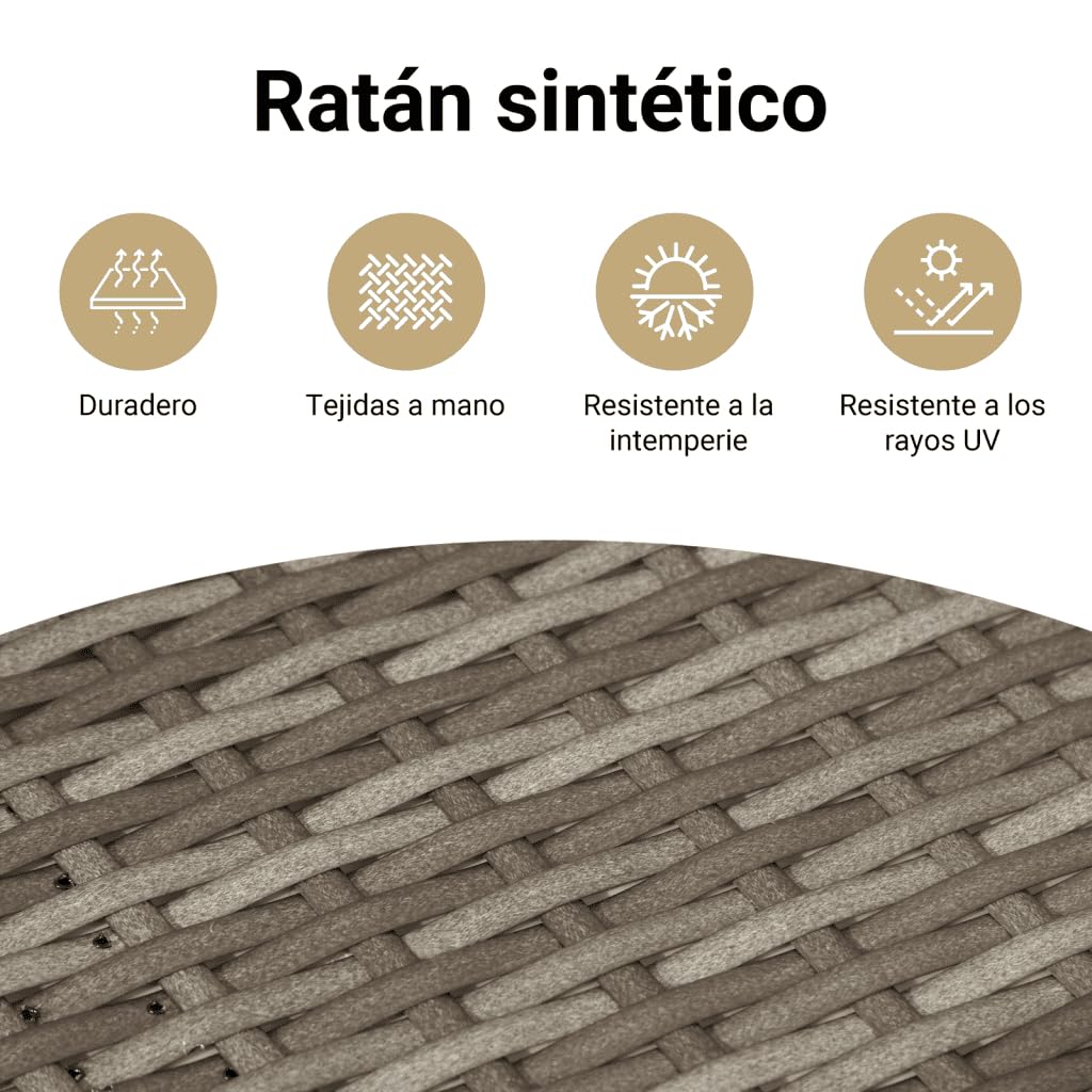 vidaXL Silla de Jardín sin Reposabrazos con Cojines, Sofá Modular, Sillón Individual, Asiento para Patio Terraza Balcón, Ratán PE Gris