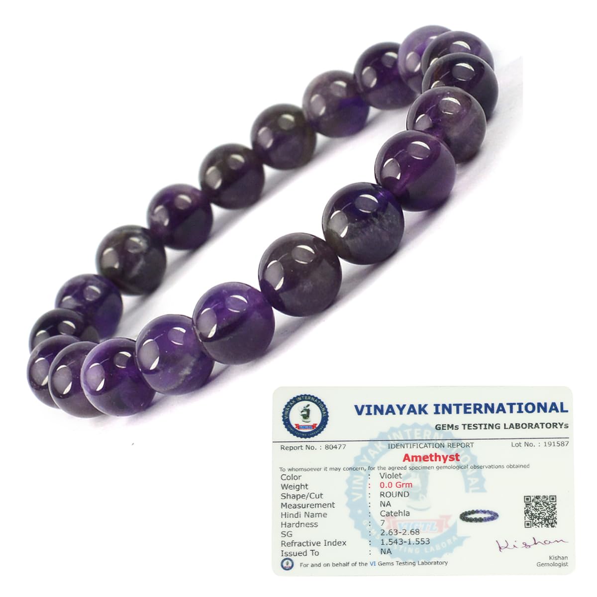 Crystu Natural Certified Amethyst Bracelet Round Beads 10 mm Crystal Stone Bracelet for Reiki Healing and Crystal Healing Stones (Color : Purple) (B09BHLH845) Amazon Price History, Amazon Price Tracker