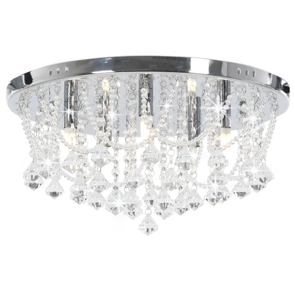Plafonnier avec perles de cristal argenté rond 4 ampoules G9 Générique 281583