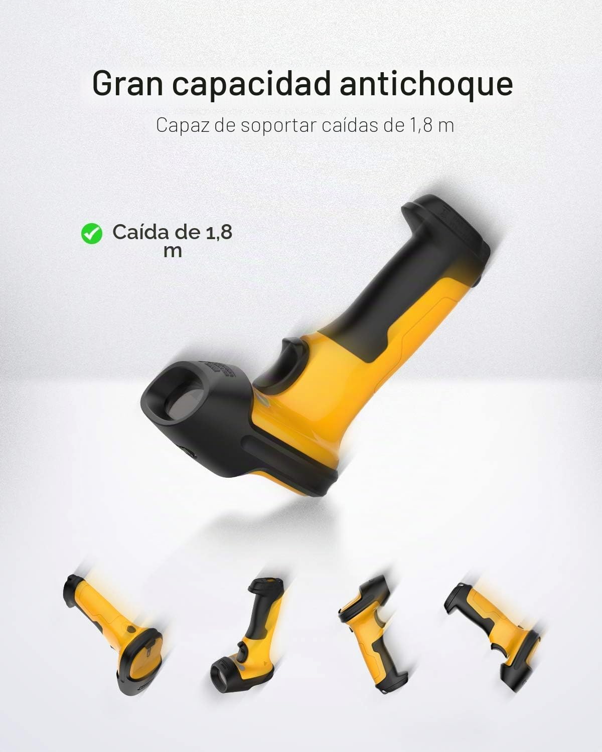 Inateck Lector Codigo Barras Escáner de Códigos Inalámbrico 2.4GHz Barcode Scanner | Alcance 60m Batería 2600mAh Duración batería Uso ininterrumpido 1 Mes Lectura automática rápida y precisa P6