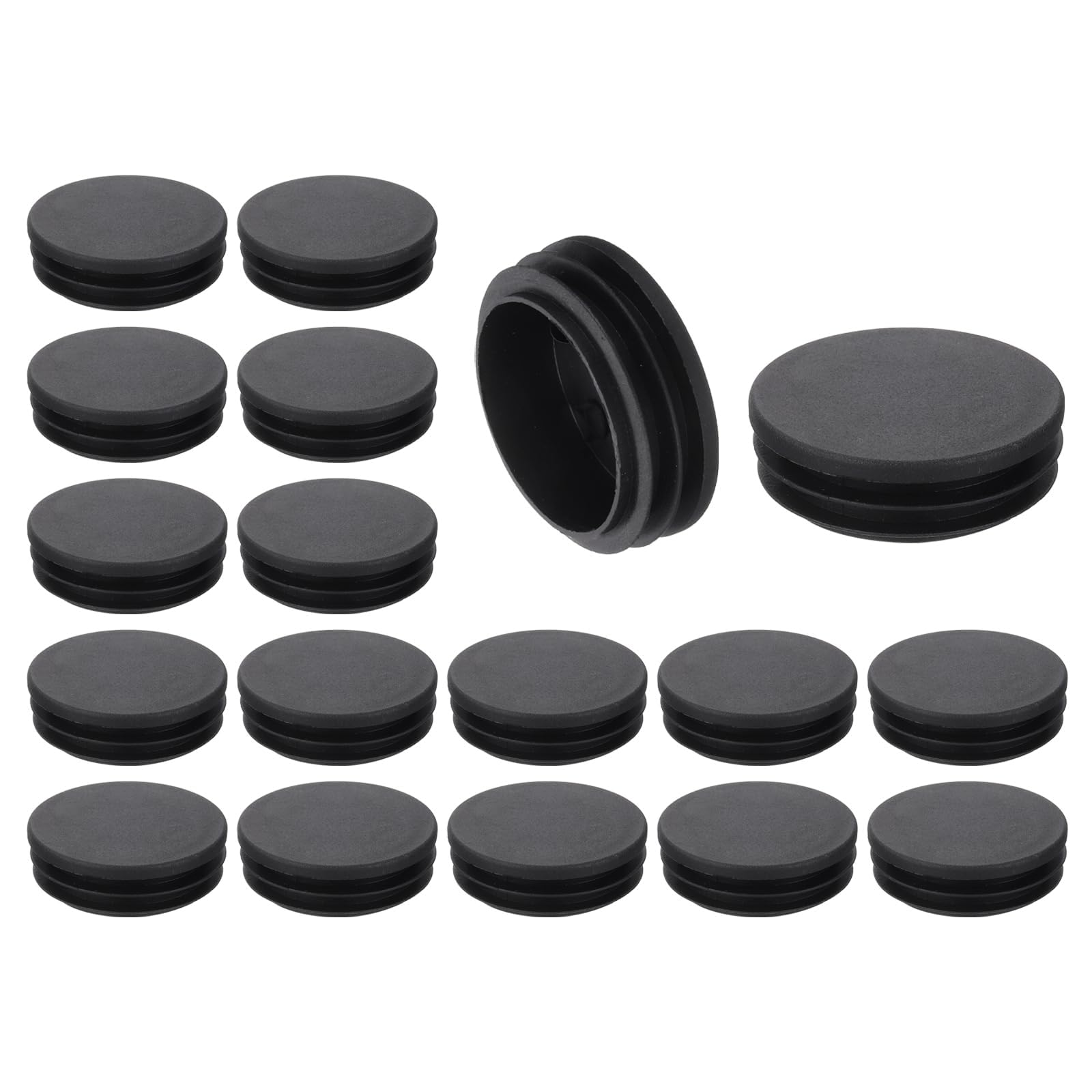 TA-VIGOR 18 Pcs Round Plastic End Caps 48mm(1.89 Inch), Black PE Pipe Plug Inserts for Chair Table Furniture Legs, Glide Floor Protector Tube Caps for Bench Stool Frame, Tubing Pipe End Covers
