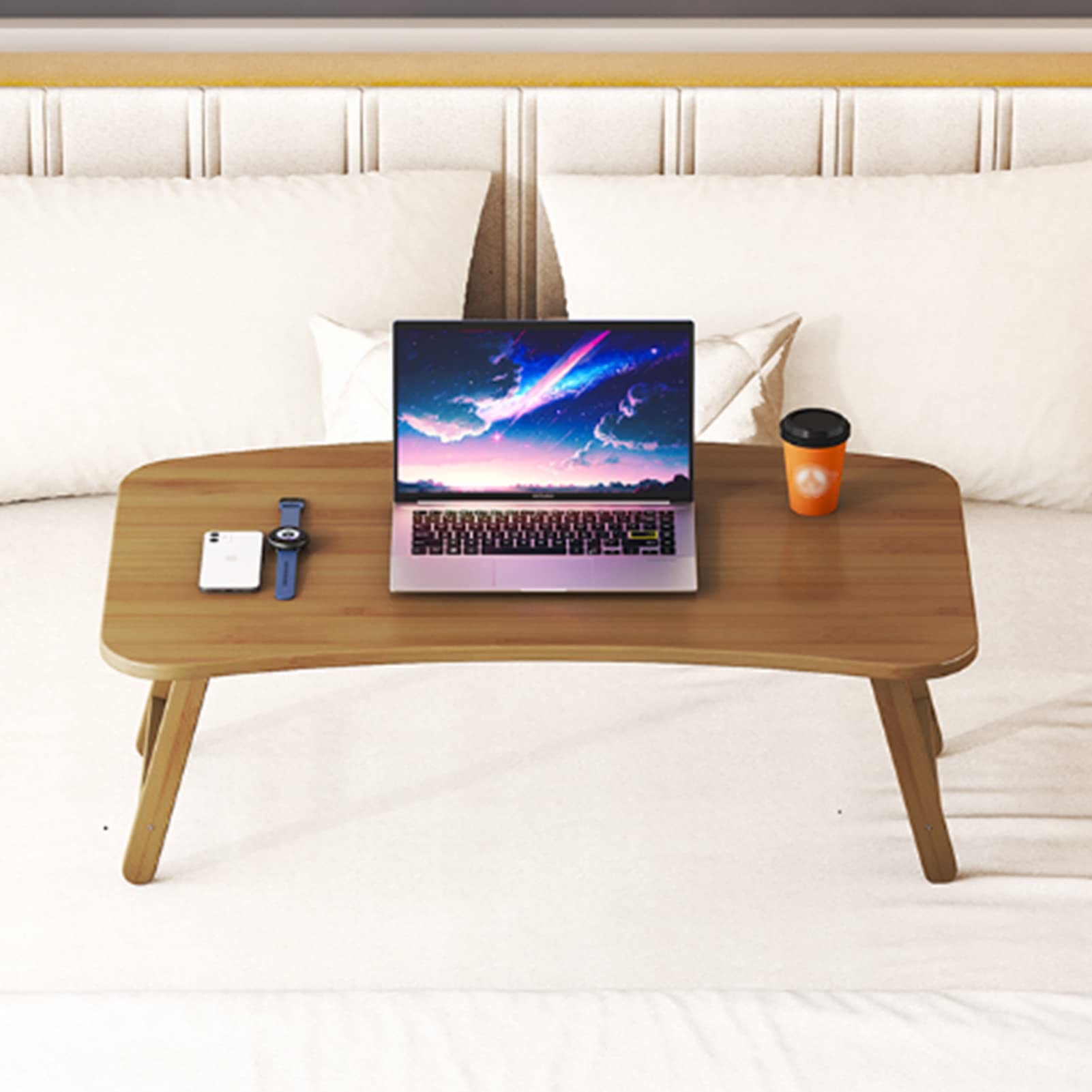 Stojak na biurko na laptopa z gniazdem na karty / uchwytem na kubek / do łóżka / sofy / kanapy / gabinetu / czytania / pisania na nisko siedzącej podłodze duże przenośne składane tace na kolana do