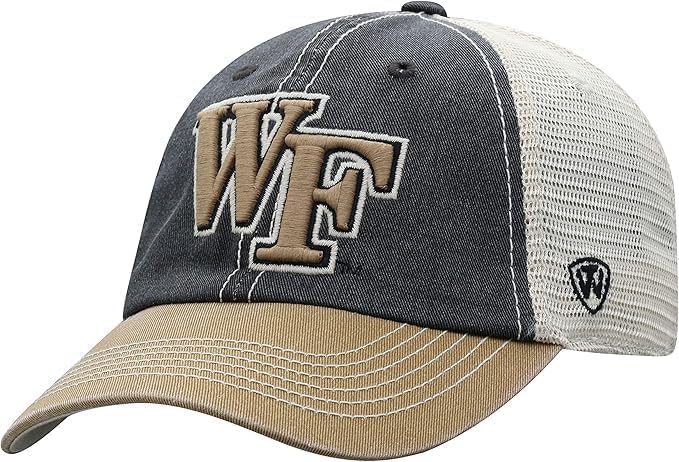 Collegiate Hats - Fitted Caps Adjustable Hats and Snapbacks Available (Adjustable Hat, Wake Forest Logo Mesh)