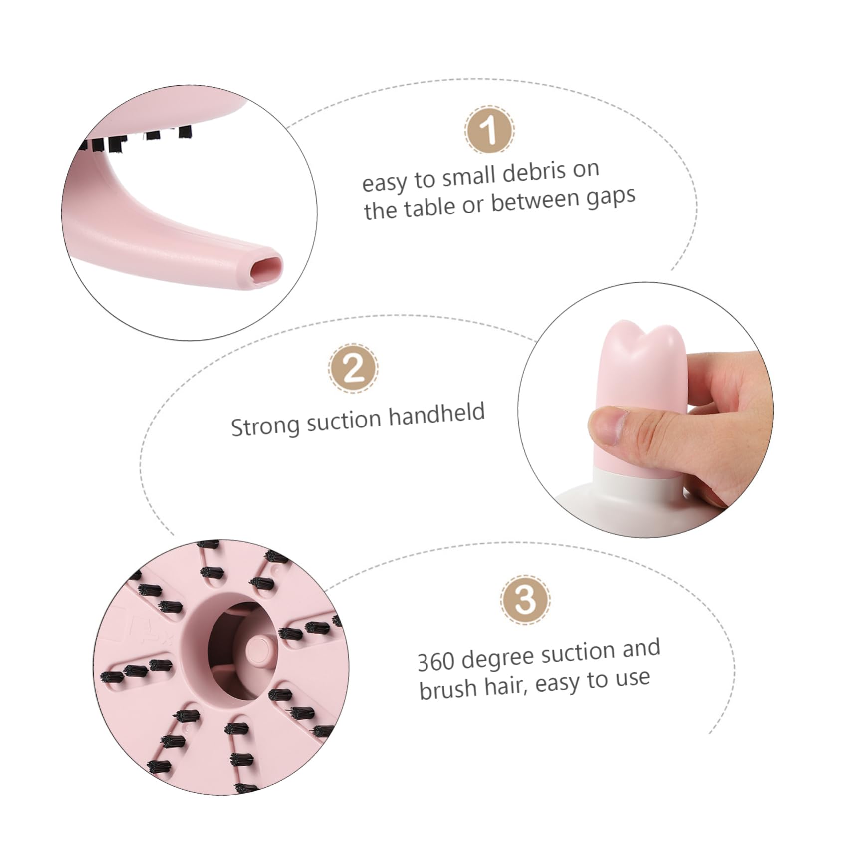 VILLCASE Handheld Vacuum Cleaner Vacuum with Brush Collector Mini Table Cleaner Dust for Desk Desk Table Plastic Dust Collector Pink Abs