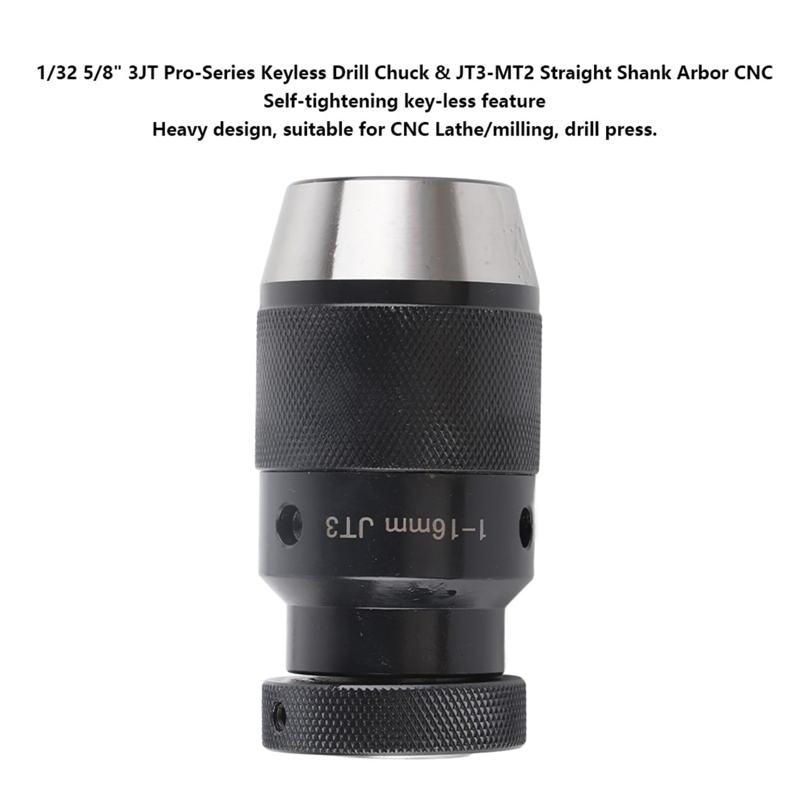 Drill Chuck & JT3-MT2 Arbor con codolo cilindrico CNC 1/32 5/8"JT3 Pro-Series Mandrino autoserrante