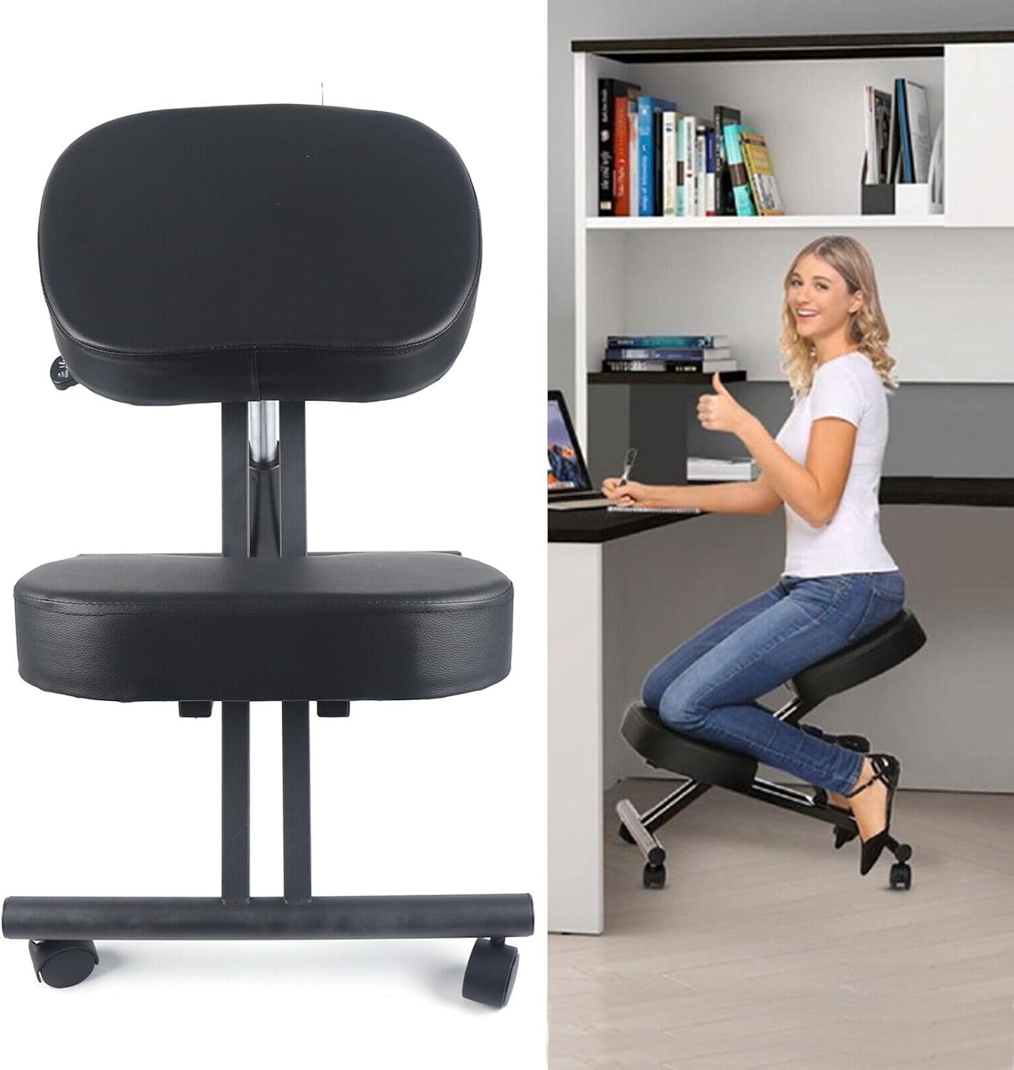 Silla ortopédica para la rodilla, silla de ordenador, taburete para rodilla, 50-60 cm, ajustable, silla ergonómica