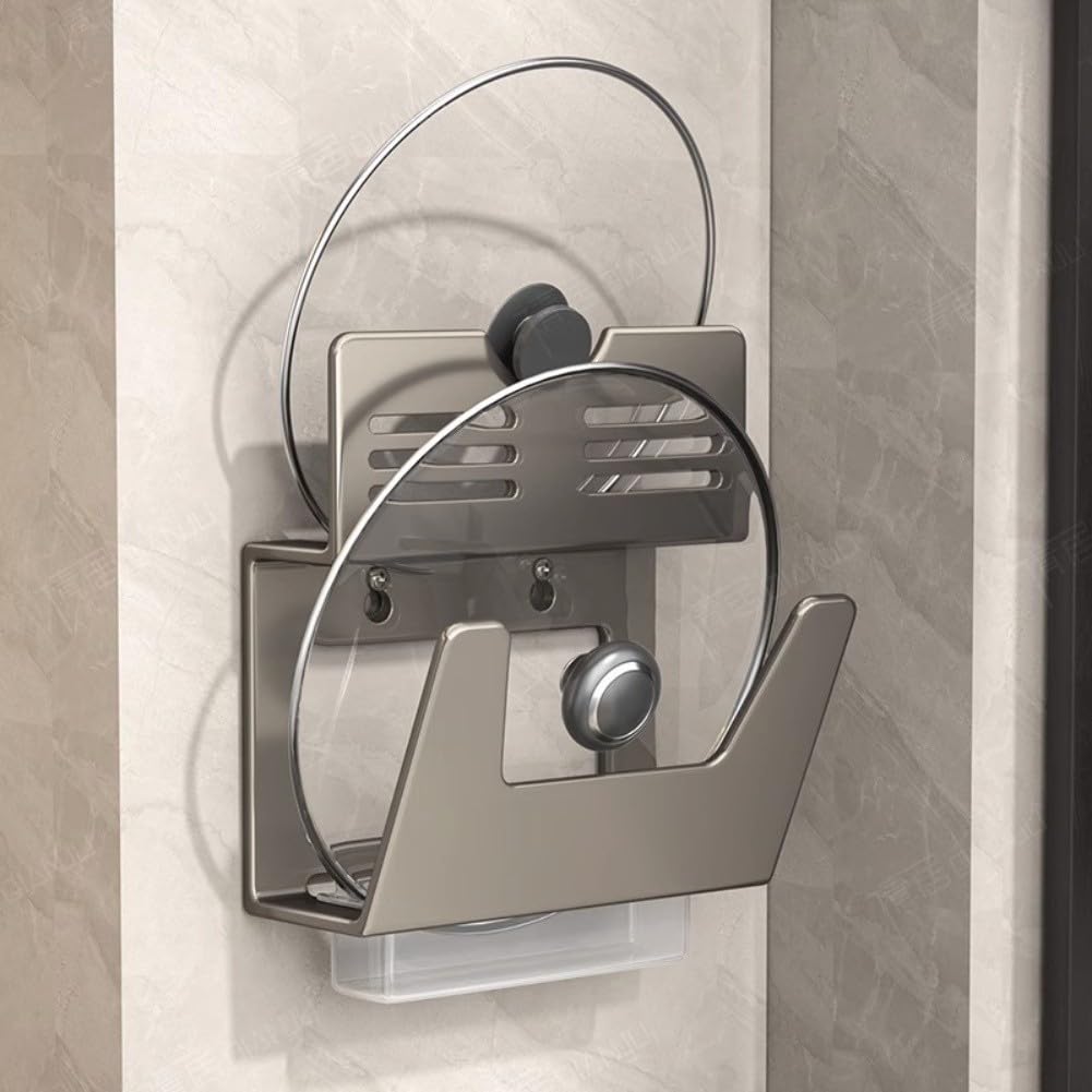para soporte Sartenes Ajustable 6-13 Pulgadas Sin Taladro para(D) | Ahorra espacio, ajusta 6-13 pulgadas, montaje pared, aluminio ligero, cocina ordenada