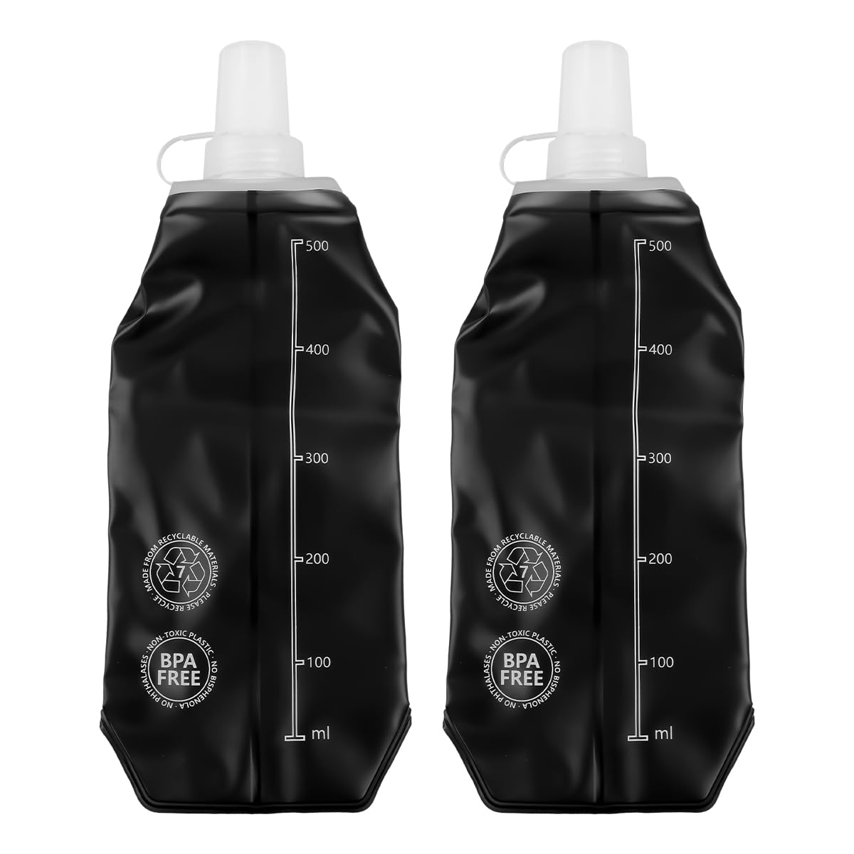 Lotsdonxia 2-Pack 500ml Collapsible Soft Flask Water Bottles for Running Vest – Ultra-Lightweight, Leakproof TPU Hydration for Hiking, Cycling & Sports