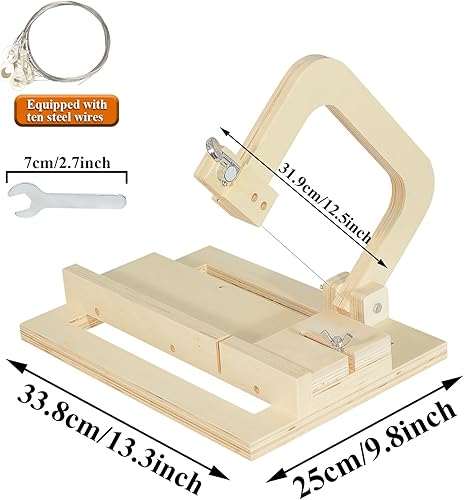 Miniatura 2 de Cortador de jabón profesional con alambre, herramienta de corte de madera ajustable para hacer jabón, queso, mantequilla, pasteles, pan