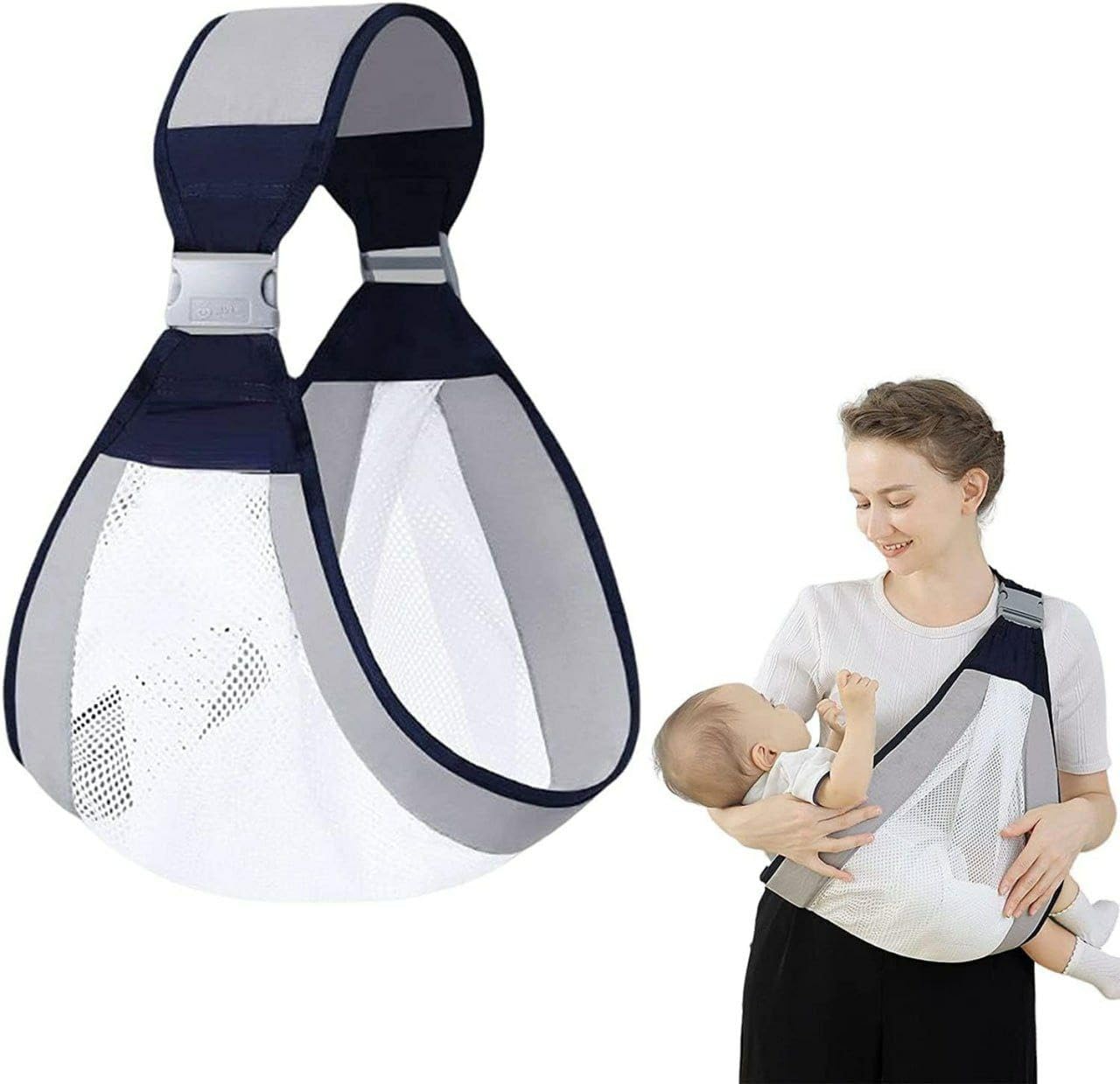 MAPPLE CREATION Portable Breathable Baby Carrier Quick Dry Air 3D Mesh Fabric Wrap Easy Toddler Carrier Adjustable Easy Carrying Comfortable Shoulder Straps Baby Carriers for Newborn up to 0-24 Months 45 lbs-image-29