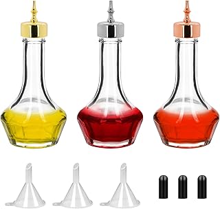 3 Pcs Bitters Bottle, Glass Dasher Bottle 1.7oz, Decorative Professional Bar Tool for Cocktail Great for Bartender Home Bar Restaurant with Alloy Cap