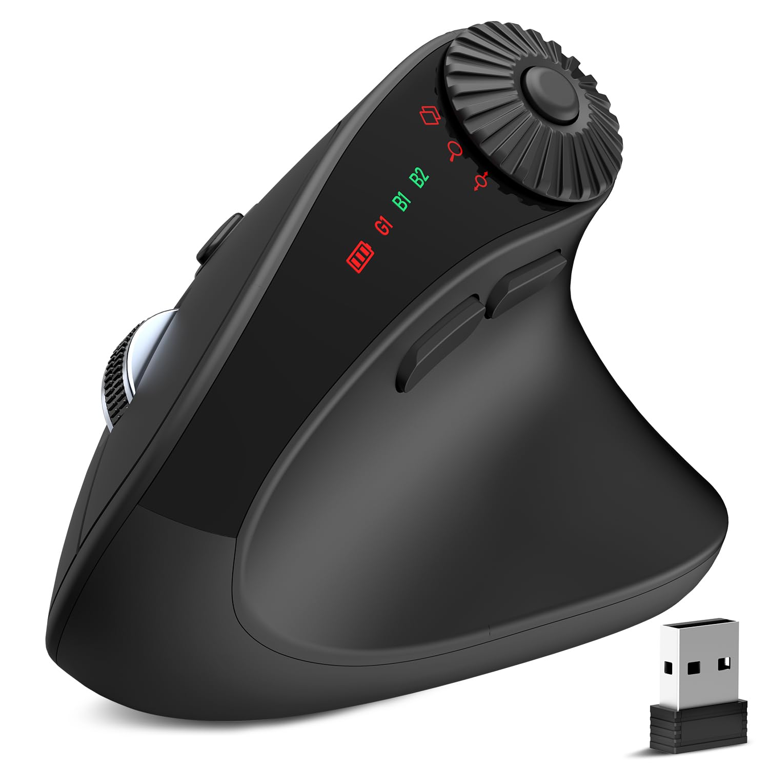Photo 1 of SABLUTE MAM51 Ergonomic Mouse Wireless with Side Scroll Wheel, Bluetooth Mouse with 4000 DPI, 8 Buttons Office Wireless Computer Mouse, Small to Medium Sized Hands Vertical Mice for PC and Desktop