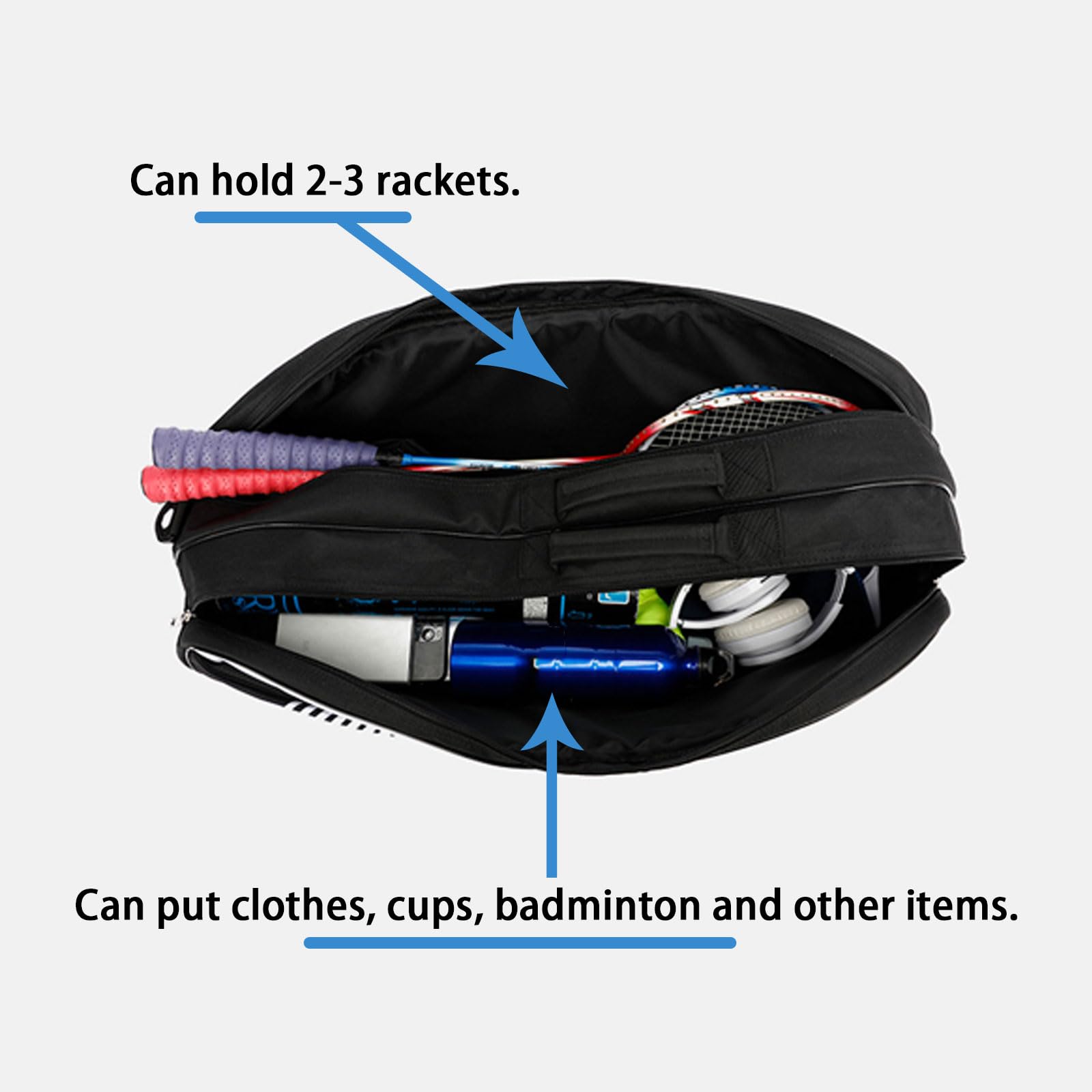 Borsa per Racchette da Badminton,Borsa da Badminton per Esterni,Borsa Sportiva da Badminton,Scomparto per Scarpe Ventilato Separato,per Racchette da 3-6 Racchette da Badminton