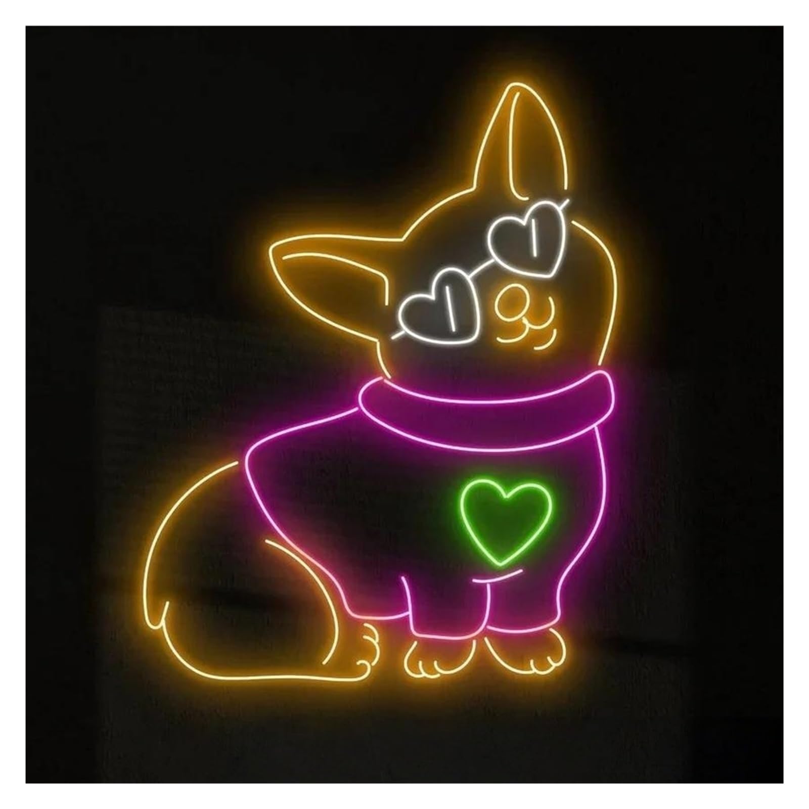 SHOUXI Sign Lamp Corgi Sweater Neon Sign Dimmable for Pet Store Wall Decor Dog Shop Children's Room Art Light 45cm