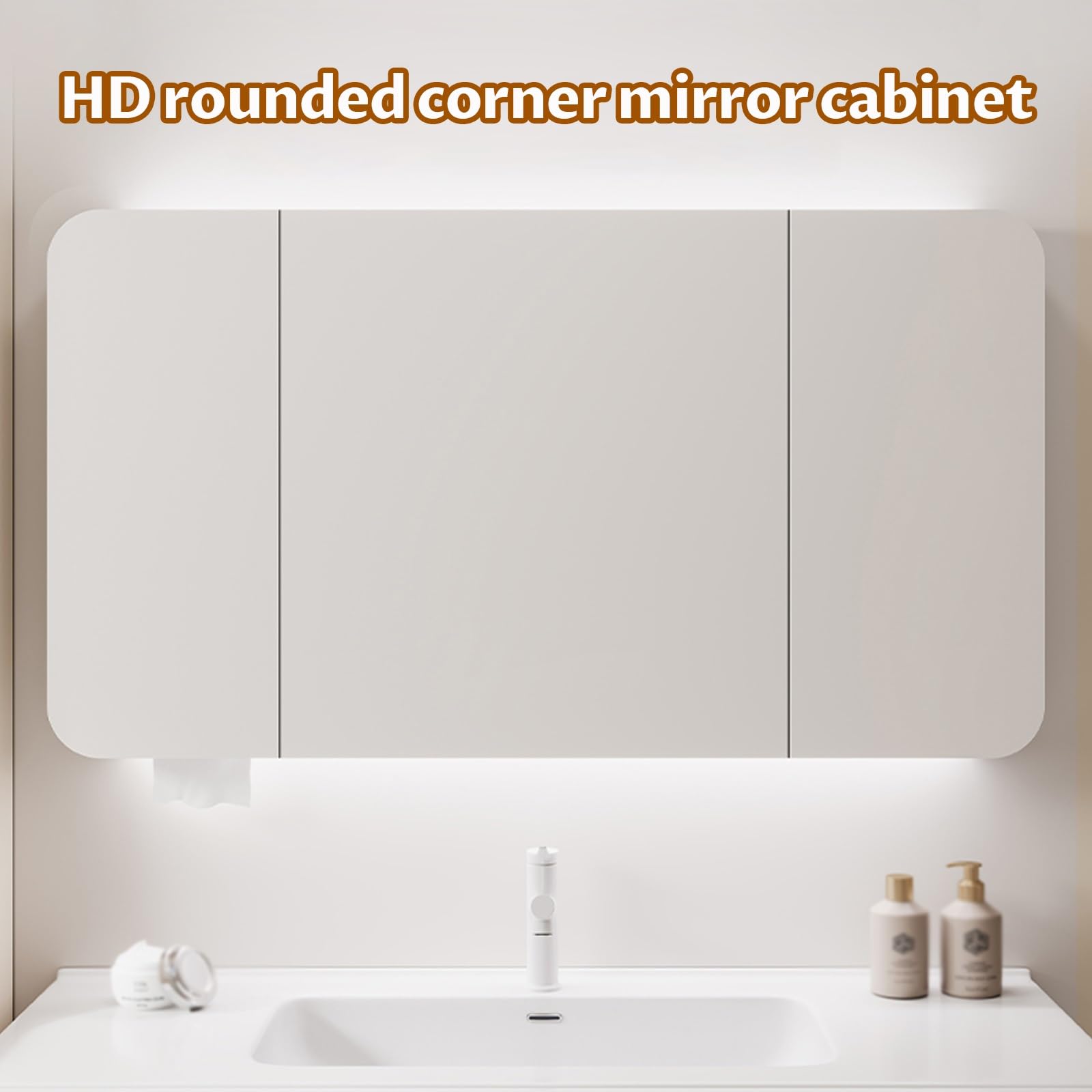 Armario con Espejo de baño,Mobile a Specchio per Bagno Armadietto da Parete,Divisorio portaoggetti, mensola, impermeabile, elegante(60cm/23.6in)