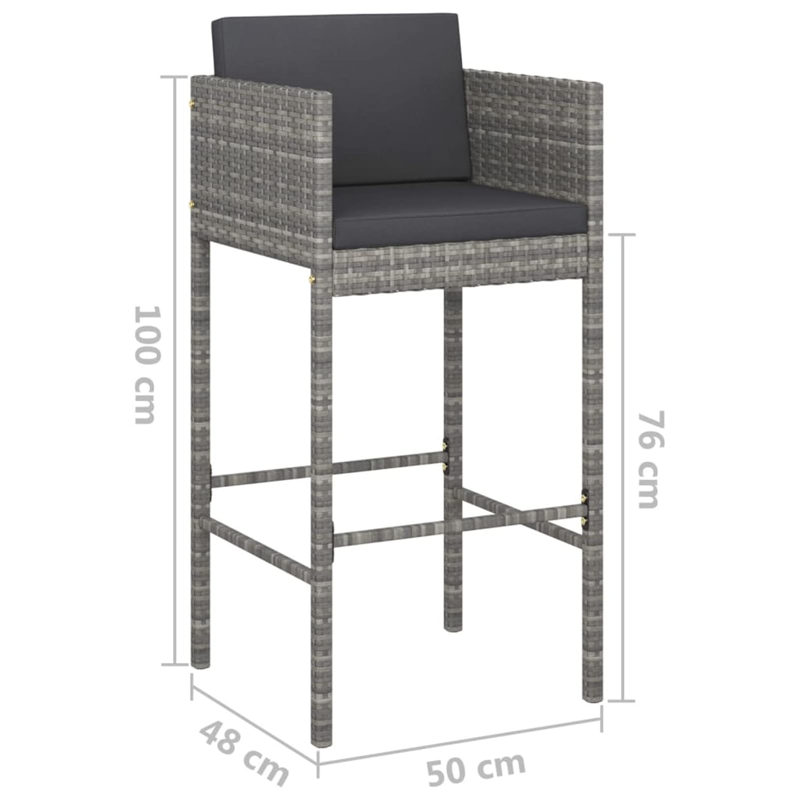 Ensemble de Bar Ensemble de Bar de Jardin Salon de Jardin Exterieur Salon Jardin Ensemble de Bar de Jardin 5 pcs et Coussins Résine tressée Gris g