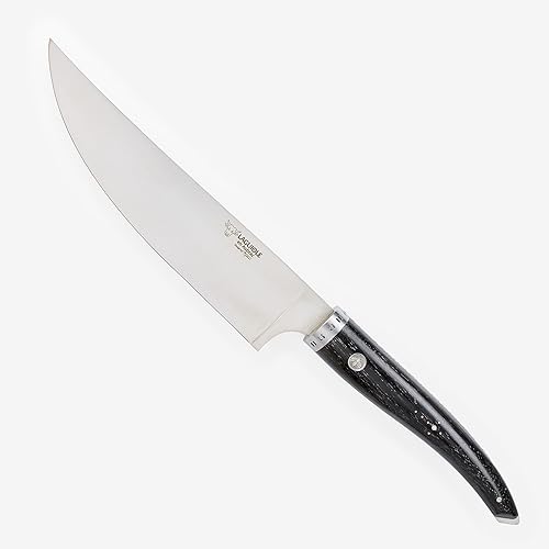 Laguiole en Aubrac Cuisine Gourmet Acero inoxidable totalmente forjado fabricado en Francia Cuchillo de chef con mango de madera de ébano, 7