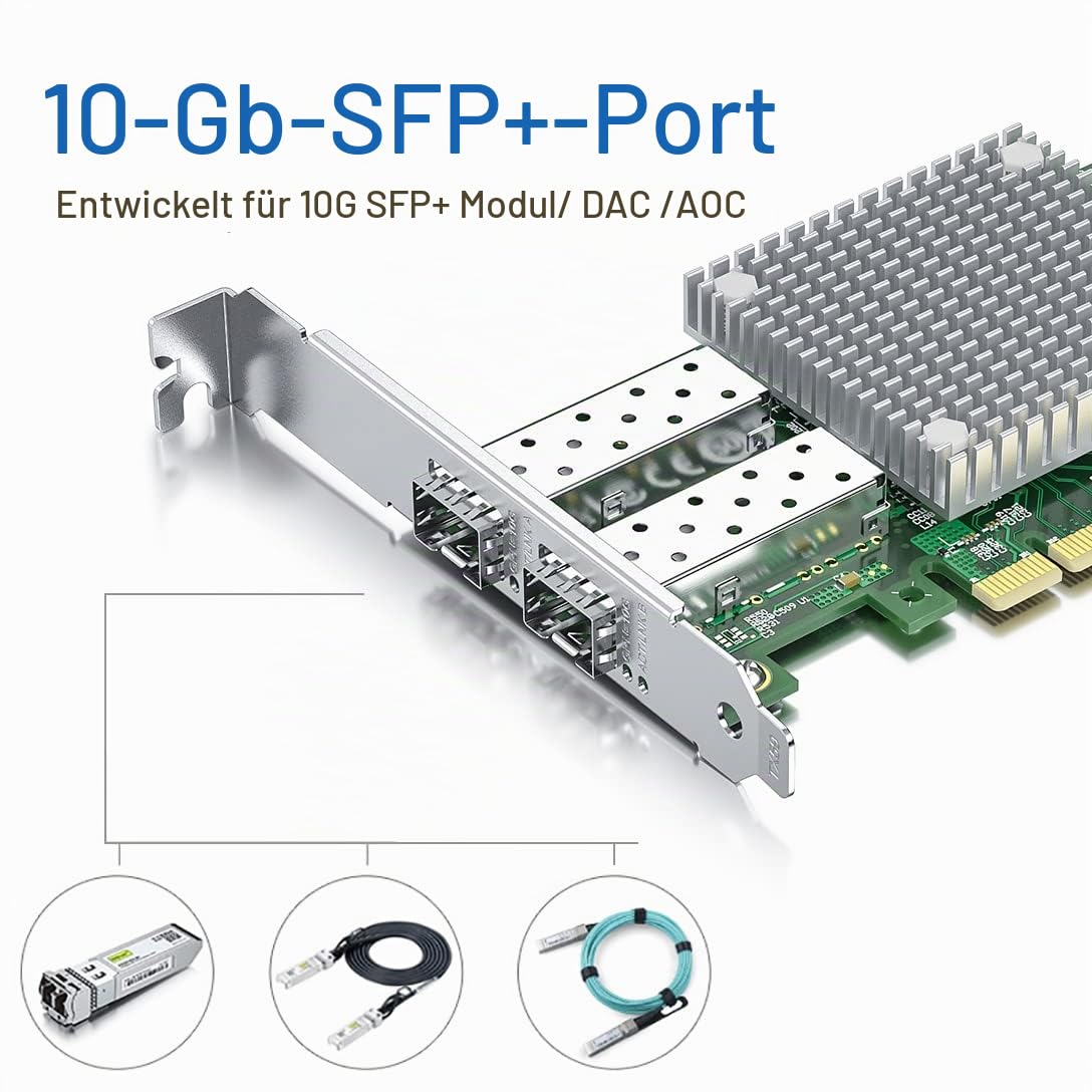 HiFiber 10G NIC,Dual SFP+,10GbE Ethernet Netzwerk-Karte,BCM57810S Chipset,Unterstützung Windows Server/Linux/VMware (Nicht Unterstützung X11, MAC)