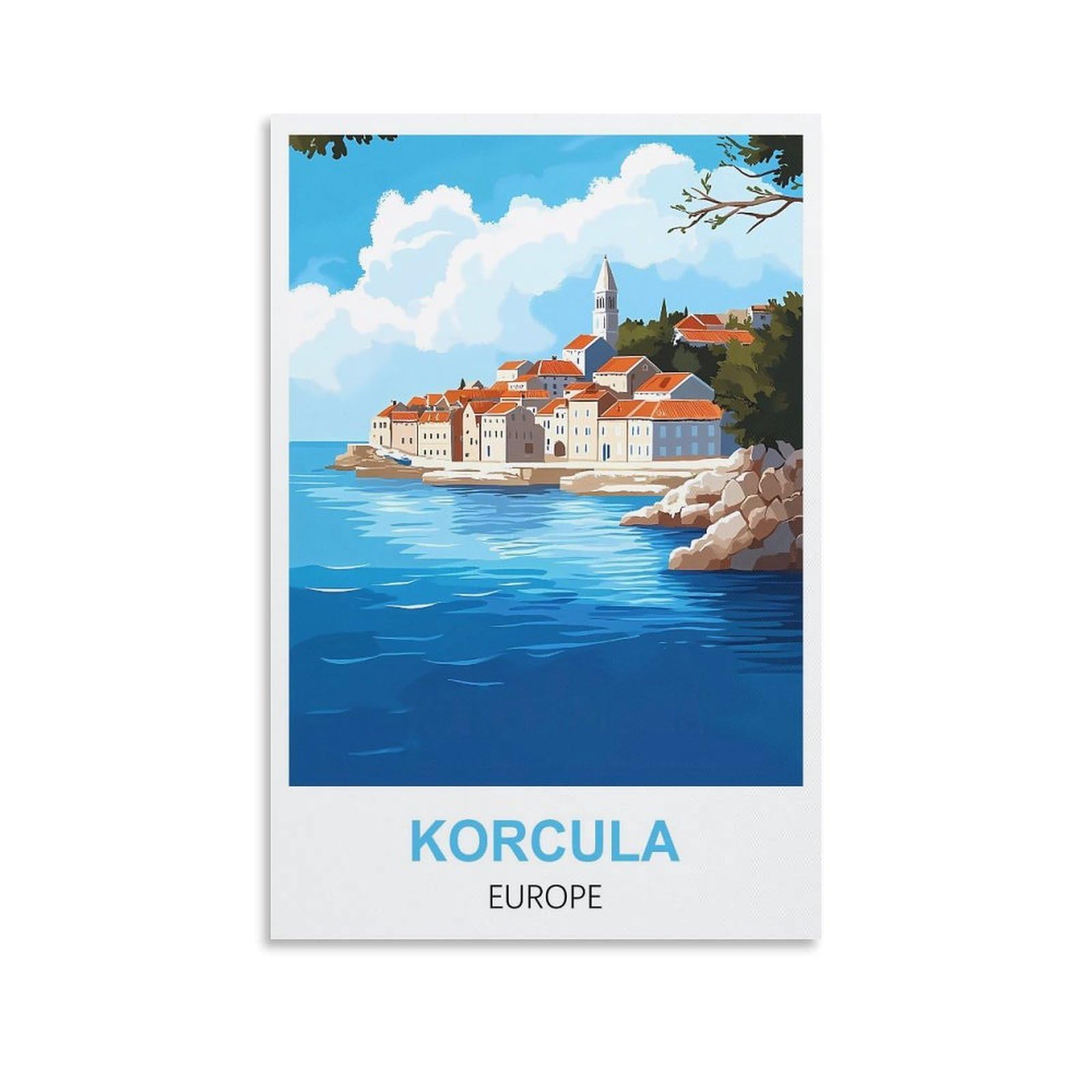 EZMLFA Diamond Painting Kits for Adults,Korcula Europe DIY Diamond Painting Art Kit for Beginners Home Wall Decor Arts and Craft Kits for Adults Kids 50x60cm