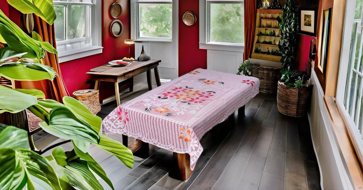RENVA 4 Seater Cotton Dining Table Cover Durable Table Cover for Kitchen,Home, Hotel, Office & Restaurant | Table top Reusable Table Covers Washable 4