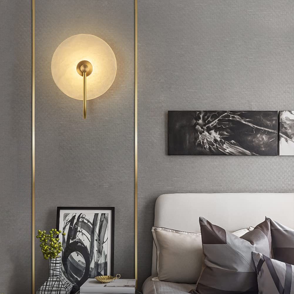 Lámpara De Pared Interior LED 3W Blanco Cálido Luz Decoración Apliques De Pared Moderno Mármol Iluminación Luz De Pared Para Salon Dormitorio Sala Pasillo Escalera, Oro